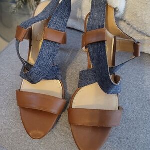 Beautiful Jessica Simpson Brown and Denim Women's Sandals